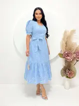 Vestido Festa Midi Soltinho Elegante Moda Evangélica