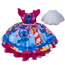 Vestido festa tematica lilo e stitch acompanha saiote