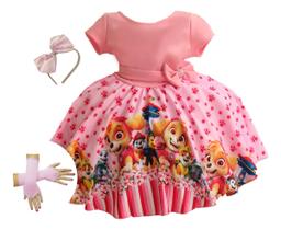 Vestido Festaaniversário Patrulha Canina Tematico E Tiara