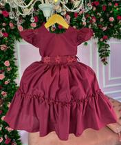 Vestido Festas Infantil Bordô Flores Jardim Encantado Vestido Festas Infantil Bordô Flores Jardim Encantado