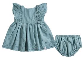 Vestido Festivo Infantil Azul para Bebê em Laise com Calcinha Tip Top Verão 13200403