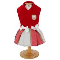 Vestido Flanela Laço Xadrez Vermelho para Cães - P Vestido Flanela Laço Xadrez Vermelho para Cães - P