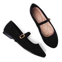 Vestido Flats Stunner feminino Mary Jane em couro preto tamanho 42