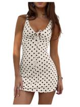 Vestido Floerns, de verão, bolinhas, gravata frontal, corpo