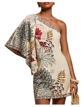 Vestido Floerns Floral One Shoulder Mini Apricot para mulheres