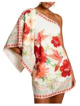 Vestido Floerns Floral One Shoulder Mini Red para mulheres