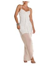 Vestido Floerns Ruffle Ruched Cami Maxi Bodycon branco para mulheres