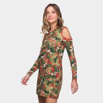 Vestido Flora Zuu Open Shoulder Folhagem