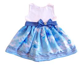 Vestido Floral Azul Festa Infantil