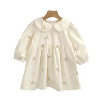 Vestido Floral Bordado De Manga Longa Para Meninas, Vestido Retro Francês De Princesa Para Vestido Floral Bordado De Manga Longa Para Meninas, Vestido Retro Francês De Princesa Para