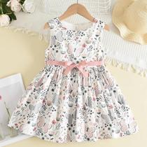 Vestido Floral Com Laço Para Meninas Melario Princesa Fantasia De Verão Para Crianças Vestido Floral Com Laço Para Meninas Melario Princesa Fantasia De Verão Para Crianças
