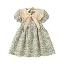 Vestido Floral De Verão Para Menina Com Laço, Vestido Princesa Com Mangas Bufantes, Vestidos Casuais