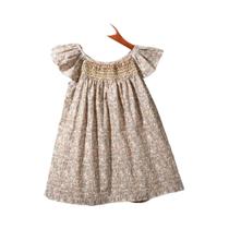 Vestido Floral De Verão Para Meninas Com Design De Smocking E Manga Flutuante, Roupas Diárias Fofas