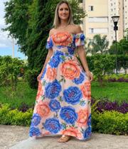 Vestido floral exclusiva vestuário azul