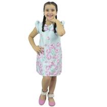 Vestido Floral Infantil Verde Água - Tubinho trapézio