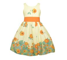 Vestido Floral Laranja Infantil Festa Meninas
