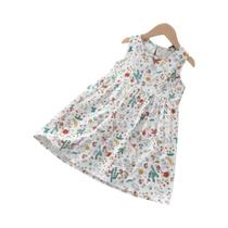 Vestido Floral Sem Mangas De Verão Para Meninas, Casual, Estilo Princesa, Algodão, 2-7 Anos Vestido Floral Sem Mangas De Verão Para Meninas, Casual, Estilo Princesa, Algodão, 2-7 Anos