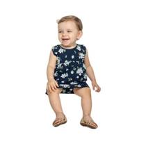 Vestido Florido com Calcinha Kely e Kety Azul Marinho G