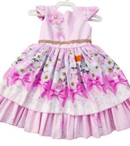 Vestido Florido Rosa Infantil Verão