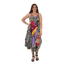 Vestido Florido Verão Trapézio De Viscose Plus Size Indiano - Breeza Store