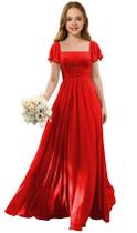 Vestido Flower Girl Augday Chiffon Red para casamento tamanho 16 Vestido Flower Girl Augday Chiffon Red para casamento tamanho 16