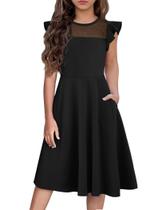 Vestido Flypigs Flutter de manga curta preto de 8 a 9 anos Vestido Flypigs Flutter de manga curta preto de 8 a 9 anos