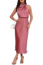 Vestido formal elegante de cetim de verão LUNAMODA 2025 para mulheres