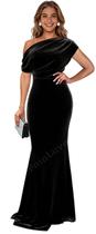 Vestido formal FoinLuve Velvet Off Shoulder Mermaid Black 04