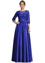 Vestido formal raomiao azul royal de renda acetinada plus size Vestido formal raomiao azul royal de renda acetinada plus size
