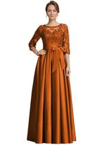 Vestido formal raomiao Burnt Orange Lace A-Line 16 Plus Size Vestido formal raomiao Burnt Orange Lace A-Line 16 Plus Size