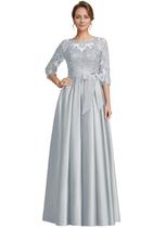 Vestido formal: raomiao, prata, cetim, renda, apliques femininos Vestido formal: raomiao, prata, cetim, renda, apliques femininos