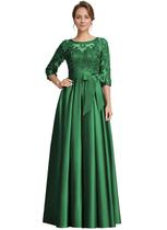 Vestido formal: raomiao, verde, cetim, renda, apliques femininos