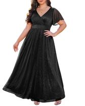 Vestido formal Talisea Black Plus Size Long Baile Gown 2025