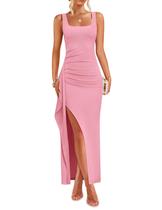 Vestido formal ZESICA 2025, de verão, sem mangas, maxi para mulheres