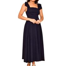 Vestido Forrado Elegante C/ Lacinho No Ombro Moda Evangelica