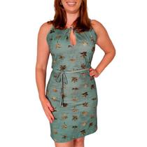 Vestido frente e verso palm tree para gestantes e amamentação