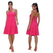 Vestido frente única de amarrar linho Vestido frente única de amarrar linho