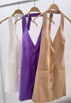 Vestido Frente Única Linho Verde Claro / Bege / Offwhite - P / M / G