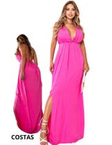 Vestido Frente Unica Malha Leve Com Fenda e Bojo Para Festa Vestido Frente Unica Malha Leve Com Fenda e Bojo Para Festa