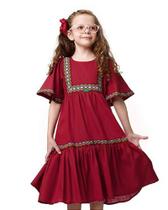 Vestido frida vinho kids e teen camu camu