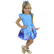 Vestido Frozen Azul - Anna e Elsa - Meninas de 1 a 10 anos