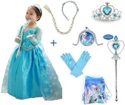 Vestido Frozen Infantil Elsa Vestido Com Acessorios