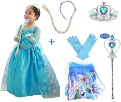 Vestido Frozen Infantil Elsa Vestido Coroa Varinha E Trança