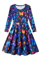 Vestido Funnycokid Butterflies para meninas, tamanho 10-12, manga comprida Vestido Funnycokid Butterflies para meninas, tamanho 10-12, manga comprida