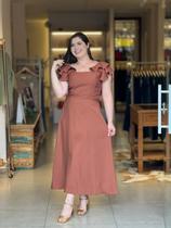 Vestido gabi viscose sarjada marrom