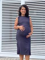Vestido Gabriela Gestante Midi com Abertura de Amamentar