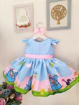 Vestido Galinha Pintadinha Azul Infantil Luxo Festa Infantil