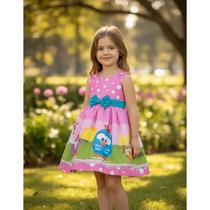 Vestido Galinha Pintadinha Mini Forrado Temático Festa Infantil Tamanho:6 Vestido Galinha Pintadinha Mini Forrado Temático Festa Infantil Tamanho:6