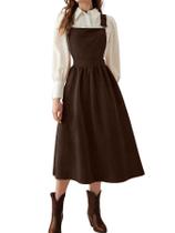 Vestido geral chouyatou feminino de outono em veludo cotelê A Line Coffee Vestido geral chouyatou feminino de outono em veludo cotelê A Line Coffee