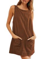 Vestido geral de veludo TBA para mulheres A Line Mini Brown